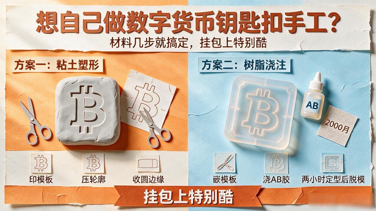 手工数字货币钥匙扣教程_数字货币钥匙扣手工_BTC ETH树脂挂件制作