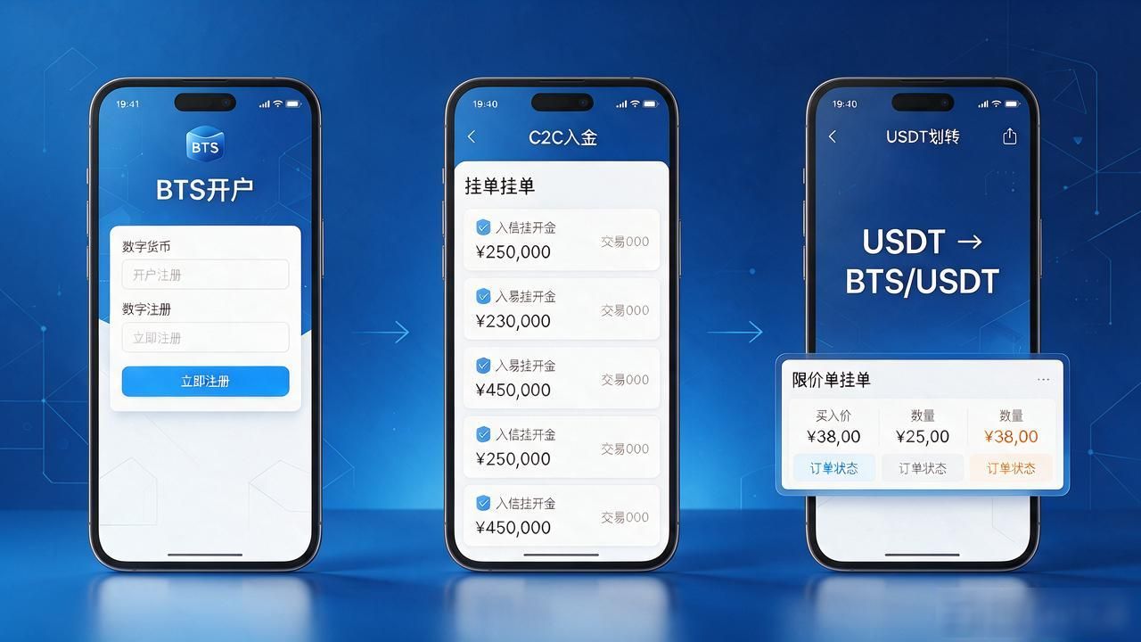 想买bts数字货币怎么开户？注册充值买币步骤全给你讲明白