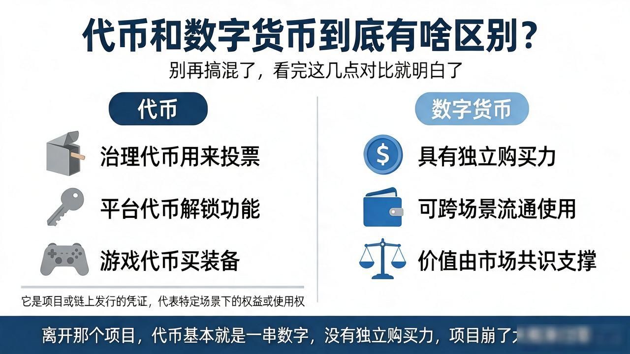 代币和数字货币到底有啥区别？别再搞混了，看完这几点对比就明白了
